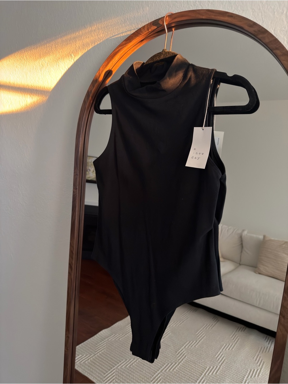 a new day Black Sleeveless Mock Neck Bodysuit